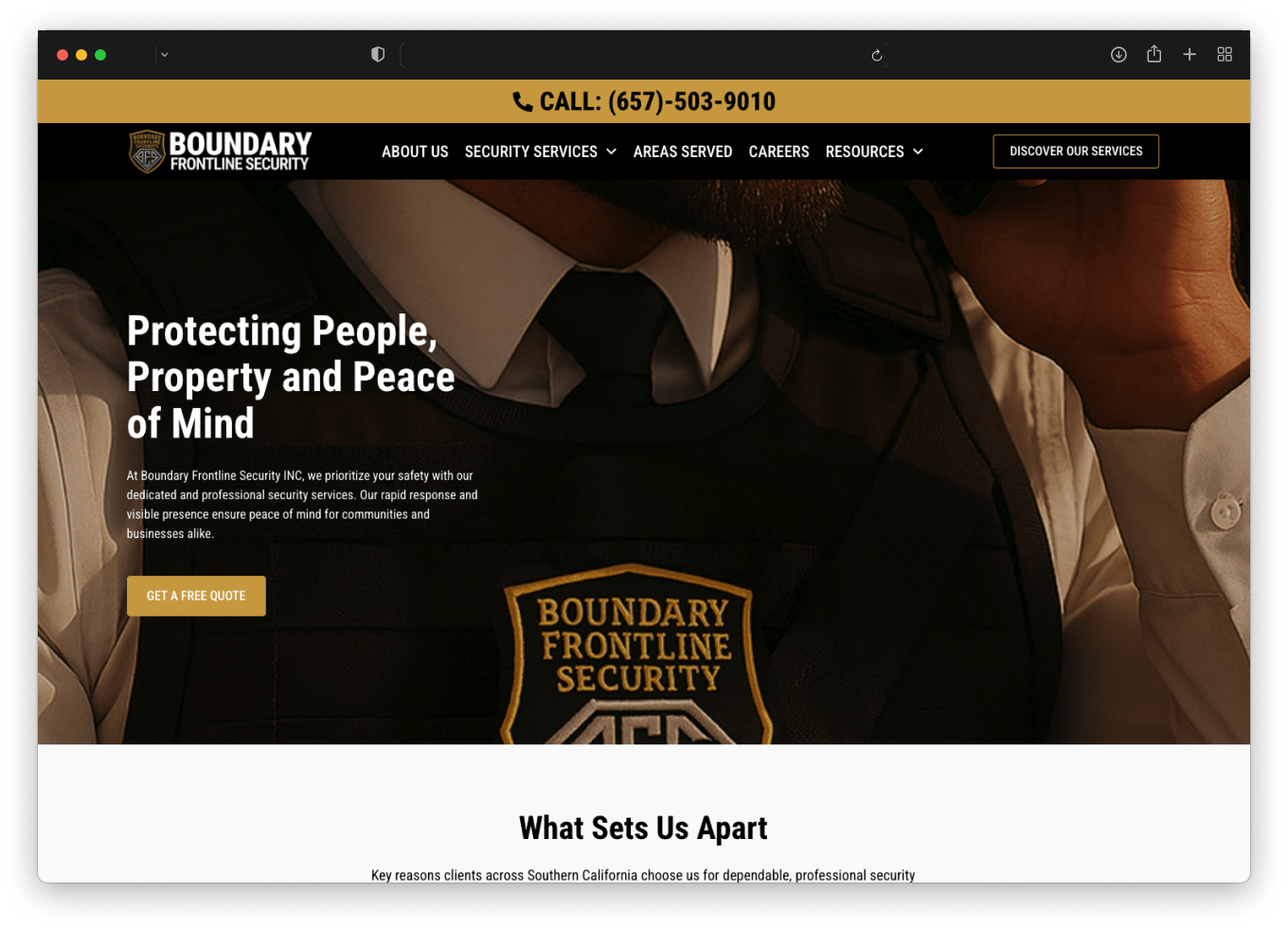 Hero section for Boundary Frontline Security