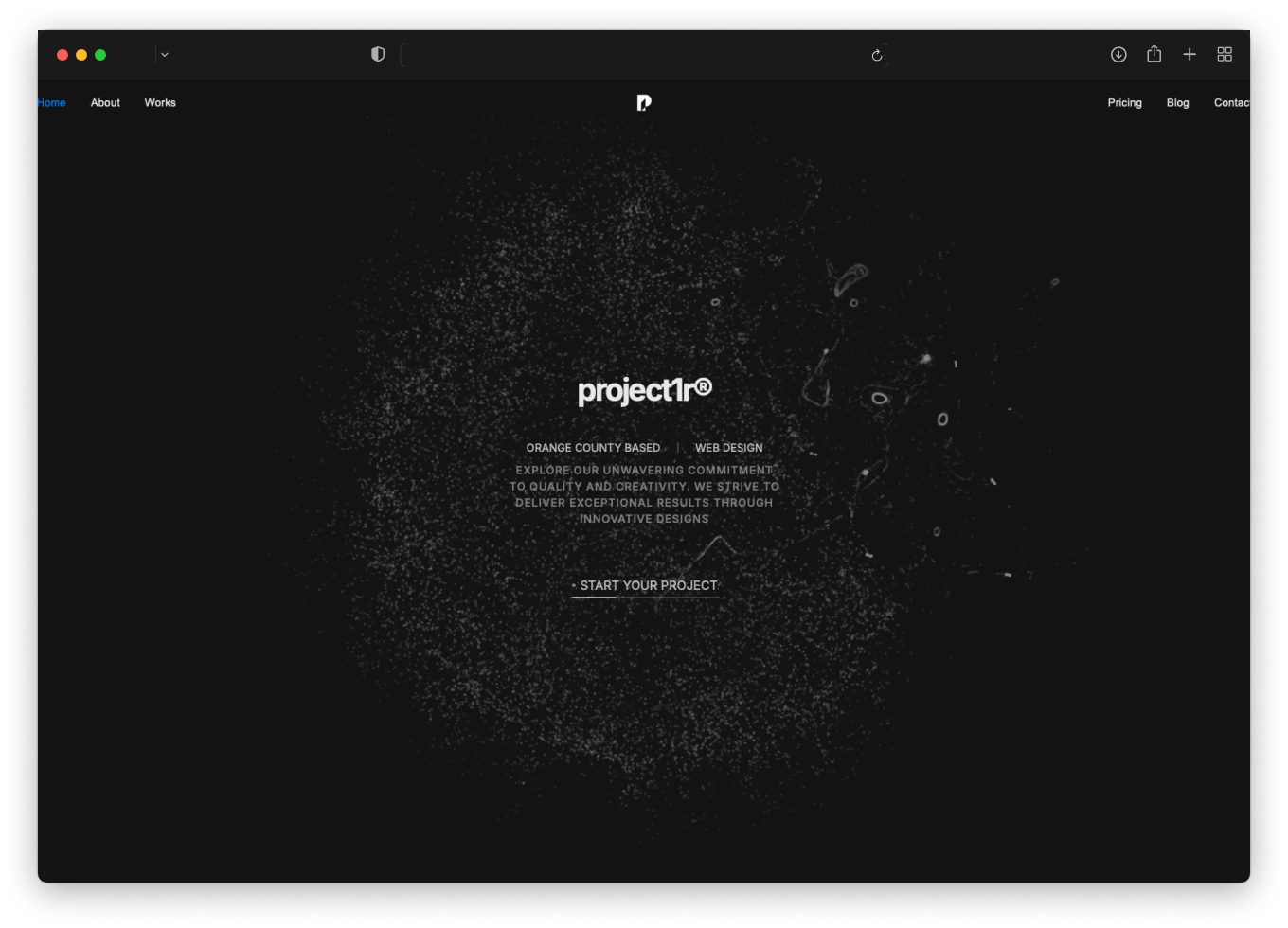 Hero section for project1r website