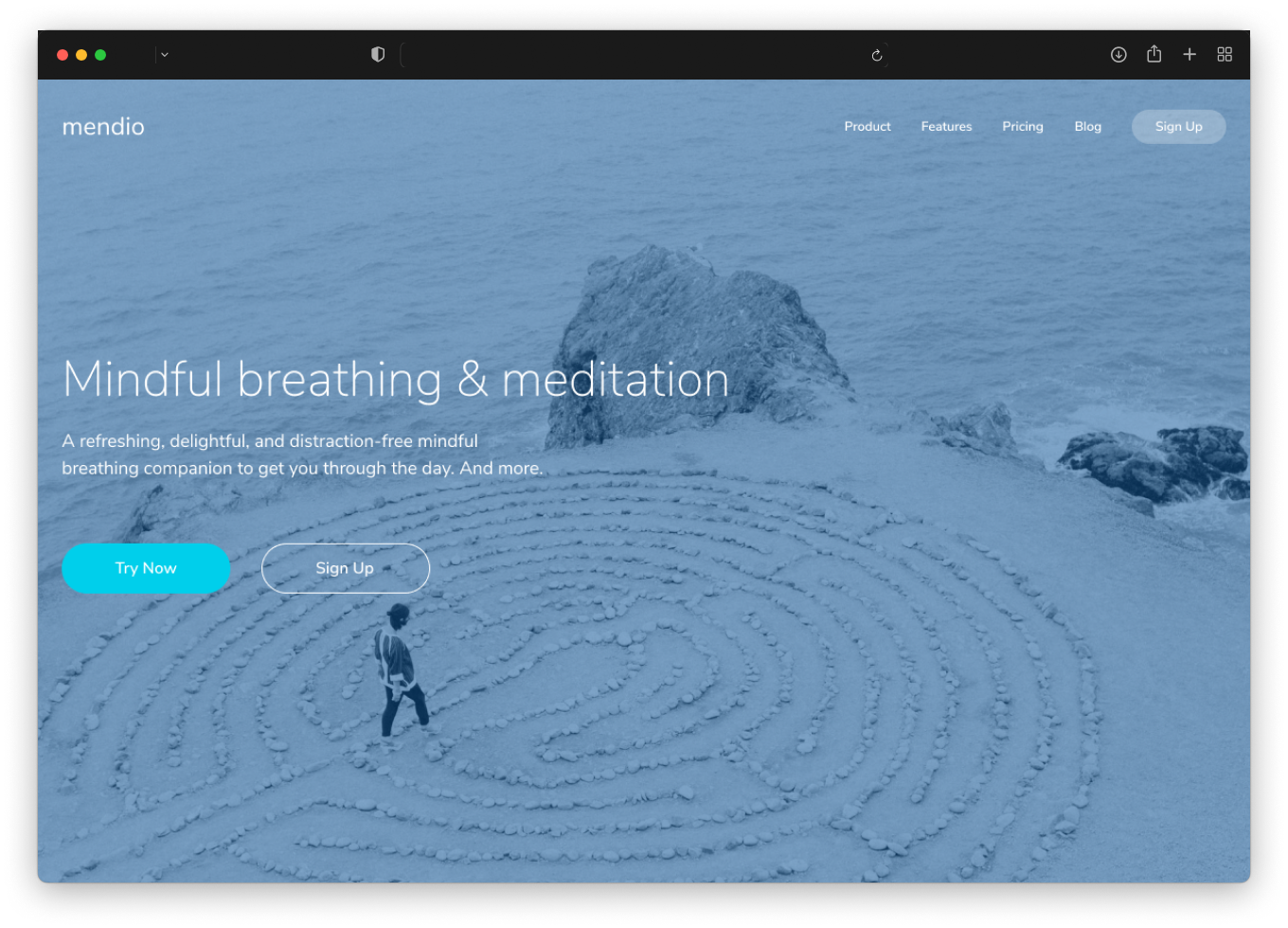 Blue background mockup hero section