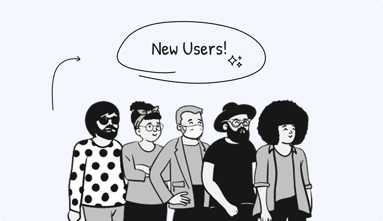 Users/ person with new users text