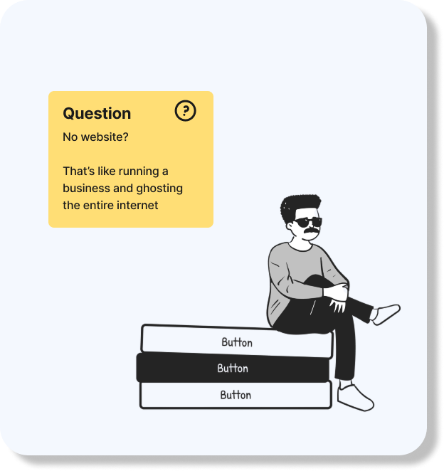 person waiting on button text